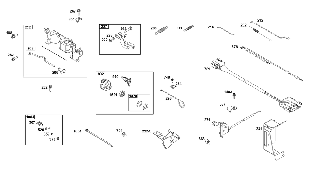 Controls Group Diagram and Parts List for 356447-0646-F1 200000 - 399999 Briggs and Stratton Engine